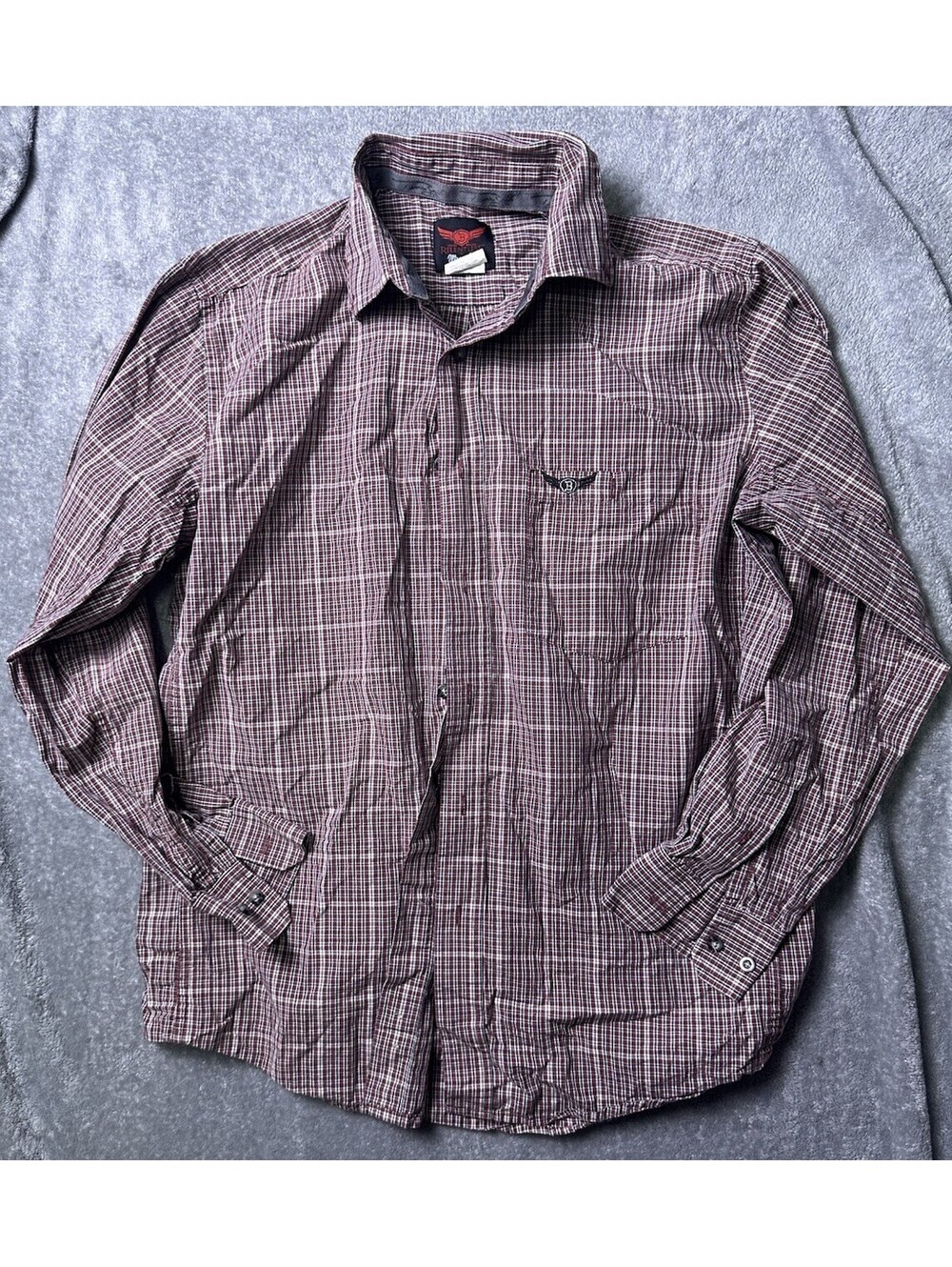 Wrangler Relentless Trevor Brazile Shirt Mens M Burgundy Plaid Western Cowboy